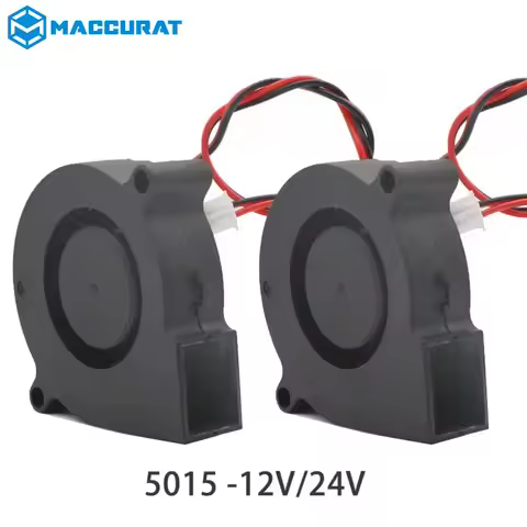 1pc 3D Printer Parts 5015 Blower Fan 12V 24V 0.1A Turbo Cooling Fan 5cm 50x50x15mm 5015 Black Plasti