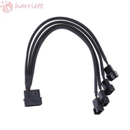 HARRIETT 4 Pin Extension Cable PWM Snakeskin Cable Fan Splitter Cable IDE Molex to 4-Port Cooling Fan Cable Wiring Cooler Fan Power Cable