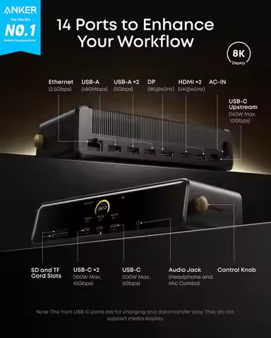 Anker × Black Myth Wukong Edition Prime Docking Station 14 in 1 Triple Display DisplayLink Multi Por