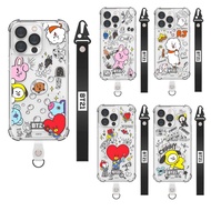 For iPhone15◀BTS BT21 Official{IPhone14/13/12}Phone Case+Hand Smart Tap DOODLE