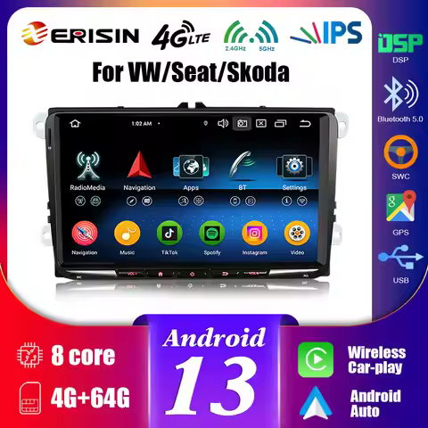 Erisin ES5791V Android 13 Car Stereo For VW Sharan Golf Seat Altea Skoda Fabia GPS Navi CarPlay Auto
