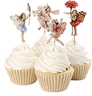 Fumee Set of 24 Pieces Fairy Flower Theme Party Decoration Cupcake Topper Girls Birthday Party
