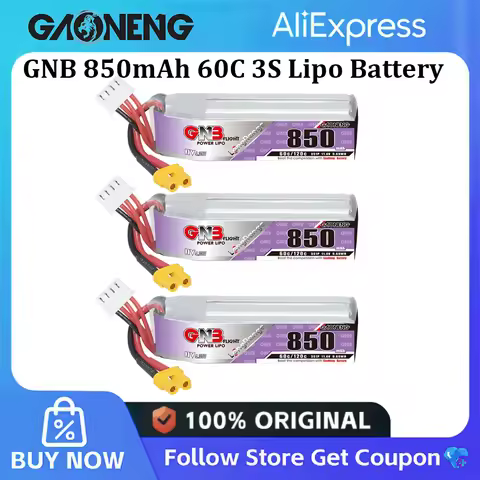 GNB 850mAh 3S 11.4V 60C/120C Lipo Battery With XT30 Plug for FPV Racing Drone Quadcopter