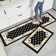 Kitchen rug set, large size (50X80 + 50X160) [2-in-1] Alas Kaki Dapur velvet non-slip front door mat