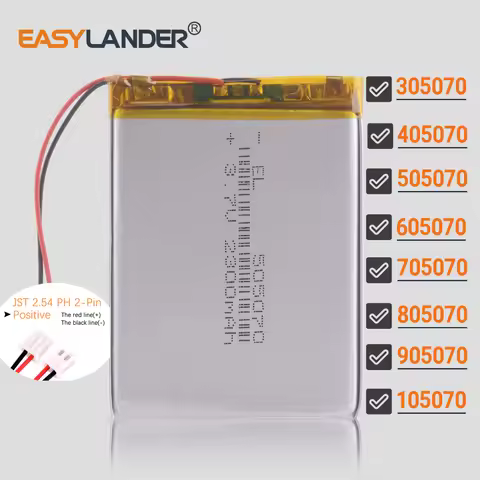 JST2.54mm 2Pin 3.7V 505070 2300mAh Lithium Li-ion Polymer Battery 505068 305070 405070 605070 705070