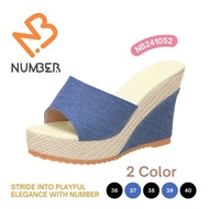 Wedges Sandals Slender Feet Height 10 cm. Jeans Style Color Wear And Slim Size 34-40