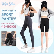 5-Point/9-Point With Pocket Shark Pants Women‘s Leggings High Waist Yoga Pants Summer Outer Wear