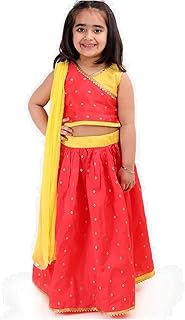 kids Sleeveless overlap style lehenga choli with dupatta for girls 056
