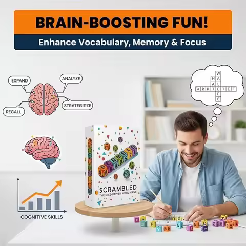 Fast-Paced Scrambled Dice Word Game 1-5 Players with Letter Dice Brain Exercise Party Game Brain Exe