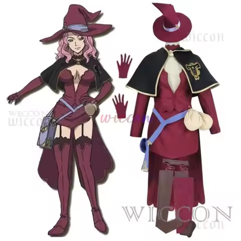 Anime Black & Clover Vanessa Enoteca Cosplay Costume Wig Hat Gloves Uniform Dress Suit for Adult Wom