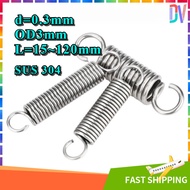304 Stainless Steel, Tension Spring, Tension Spring with Hook (d=0.3mm,OD3mm,L=15~120mm)All Products