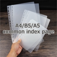 2Pcs A4/B5/A5 Size Common Holes PP Index Card Loose-Leaf Inner Page Classified Index Page