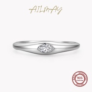 Ailmay Sparkling Clear Zircon 100 925 Sterling Silver Minimalist Finger Ring For Women Minimalist Fine Jewelry New Style