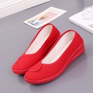 One Brand Nurse Shoes Red Beauty Shoes Flat Wedge Work Shoes Comfortable Breathable Wedding Wedding 