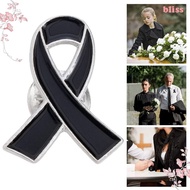 BLISS Funeral Ribbon Badge Brooch, Skin Cancer Melanoma Cancer Black Ribbon Pin, Enamel Black Ribbon