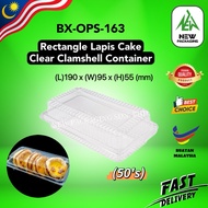 BENXON OPS-163 Rectangular Lapis Cake Clear Clamshell Container [50 Sets] - Bekas Kek Plastik