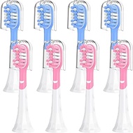 Sonvujunk Kids Replacement Heads for Philips Sonicare 6032/94 6321 6340 6042 6320 6330, 3+ Years Old Toddler Soft Electric Toothbrush Compact, Child Brush Head for Boys Girls, 8 Pack Pink &amp; Blue