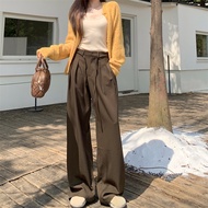 95689 High Waist Loose Straight Wide Leg Suit Trousers