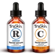 TruSkin Face Serum Duo – Retinol Serum for Face & Vitamin C Serum – Anti Aging Skin Care Set for Wom