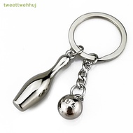 tweettwehhuj Creative Alloy Bowling Ball Pendant Car Key Ring Purse Bag Ornament Keychain sg
