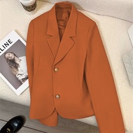 Macron color suit jacket women Spring Autumn  short suit top temperament leisure commuter style cropped blazer woman