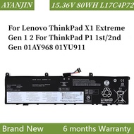 L17C4P72 L17M4P72 Laptop Battery For Lenovo ThinkPad X1 Extreme Gen 1 2 For ThinkPad P1 1st/2nd Gen 