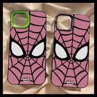 Pink Spider Man Pattern Phone Case Compatible for IPhone 15 11 14 12 13 Pro X XR XS Max 11 7 8 Plus Se2020 Metal Lens Protector Shockproof Soft Silicone Back Cover