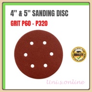 ABRASIVE ROUND SANDING DISC 5 INCH (125MM) / 6 hOLE / 10PCS 4" 100MM ABRASIVE RED SANDPAPER 4INCH SA