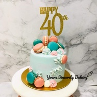 5inch Blue & Pink Macarons 40th Birthday Cake