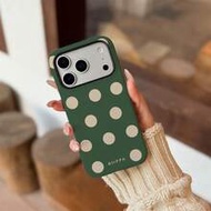 1 ชิ้น เคสโทรศัพท์ลายจุดสีขาวพื้นเขียวมะกอก สำหรับ Phone 17 Pro Max, เหมาะสำหรับ Phone 16 Pro Max, 1