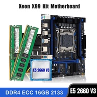 Kllisre X99 Motherboard Combo Kit Set LGA 2011-3 Xeon E5 2660 V3 CPU DDR4 16GB (2PCS 8G) 2133Mhz ECC Memory