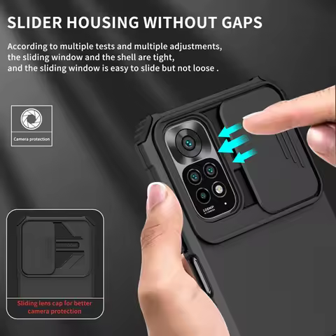 Slide Lens Case for Xiaomi Redmi Note 11S Note11 4G Hybrid Armor Shockproof Kickstand Cover For Redm
