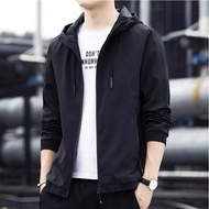 【Hot】Ready Stock Jacket Black Jaket Lelaki Men Waterproof Hoodie Jaket Lelaki Windbreaker Jackets Sport Jacket Plus Size