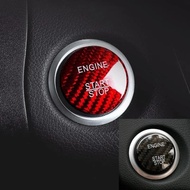 สวิตช์ปุ่ม Start Stop Engine Mobil ฝาครอบคาร์บอนไฟเบอร์สติกเกอร์สำหรับ-Benz