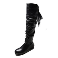 【Undine shop】 Shoes For Women 2022 Spring Knee High Boots Red Black White Tall Boots Woman Pleated L