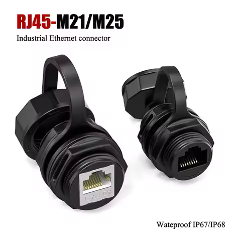 Waterproof Cat6A RJ45 Network Connector IP67 Circular M21/M25 Shielded rj45 Plug Panel Socket indust