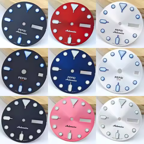 28.5mm No logo SKX007 Series Sunburst Watch Dial Green Lume GMT for Seiko 5 Sports NH36/34 Automatic