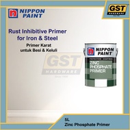 5L Nippon Paint Zinc Phosphate Primer Grey Green Cat Pagar Besi Anti Karat Cat Besi Zinc Primer