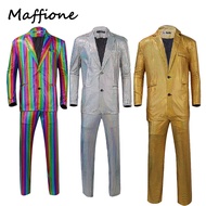 Retro 70S 80S Disco Cosplay Men Dance Costume Boys Colorful 70S Vintage Coat Pants Set Suit Male Halloween Carnival