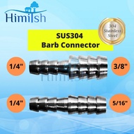 Barb Connector Splicer 304 Stainless Steel Fitting Barb Joiner - 1/4 inch to 3/8 inch or 1/4 inch to