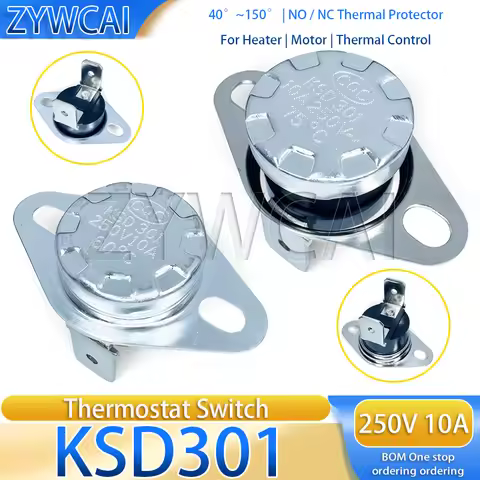 KSD301 16A 10PCS Temperature Control Switch Small Temperature Controller KSD301 NC 25 40 50 60 -150 