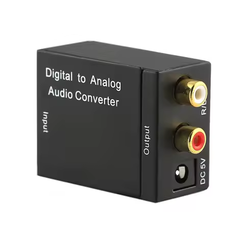 Digital Coaxial Toslink To Analog RCA L/R Adapter Black Optical Coax Toslink RCA Audio Adapter Audio