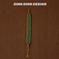 DINN DINN DESIGN | สร้อยข้อมือกว้างหัตถกรรมสีเขียวซิรคอน ซีรีย์วันหยุด