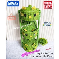 Aesthetic BUMBUDAPUR rack, Aesthetic onion rack, Multipurpose rack, 3-tier synthetic rattan rack. ( 