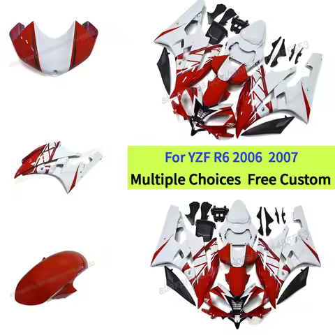 Full Fairing Set for Yamaha R6 2006 YZF R6 RJ11 2007 YZFR6 06 07 Aftermarket replacement part | Red 