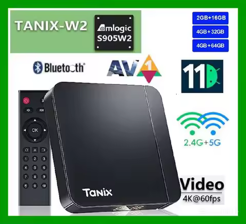 Tanix W2 Smart TV Box Android 11 4K with BT5.0 AV1 Amlogic S905W2 Media Player 16G/32G/64G 2.4G&5G D