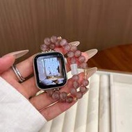 1pc Women's White & Purple Cat Eye Beaded Elastic Band, Fits 38mm/40mm/41mm/42mm/44mm/45mm/46mm/49mm