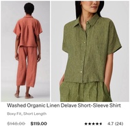 RA284 Eileen fisher Organic Linen Delave Short sleeve Shirt