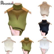 Vest Top Bottoming Cropped Half High Collar Halter Neck High Neck Knitted
