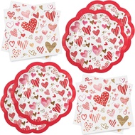 Valentines Paper Plates Napkins Set Party Supplies Dessert Plates Dinner Napkins for Valentine